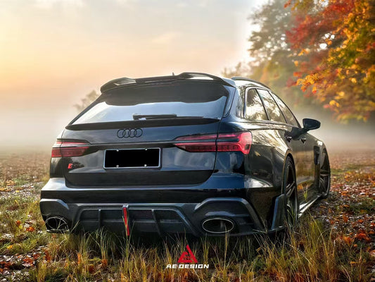 Audi RS6 C8 2020 2021 2022 2023 2024 & RS7 C8 2020 2021 2022 2023 2024 with Aftermarket Parts - AE Rear Diffuser & Canards Pre-preg Carbon Fiber from ArmorExtend
