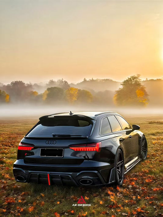 Audi RS6 C8 2020 2021 2022 2023 2024 & RS7 C8 2020 2021 2022 2023 2024 with Aftermarket Parts - AE Rear Diffuser & Canards Pre-preg Carbon Fiber from ArmorExtend