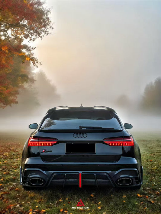 Audi RS6 C8 2020 2021 2022 2023 2024 & RS7 C8 2020 2021 2022 2023 2024 with Aftermarket Parts - AE Rear Diffuser & Canards Pre-preg Carbon Fiber from ArmorExtend