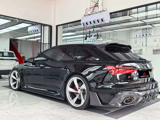 Audi RS6 C8 2020 2021 2022 2023 2024 & RS7 C8 2020 2021 2022 2023 2024 with Aftermarket Parts - AE Rear Diffuser & Canards Carbon Fiber?from ArmorExtend