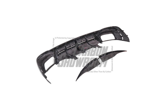 Audi S4 / A4 (With S-line Bumper) B9.5 2020 2021 2022 2023 2024 with Aftermarket Parts - AE / Plustic Style Rear Diffuser & Canards Carbon Fiber / ABS