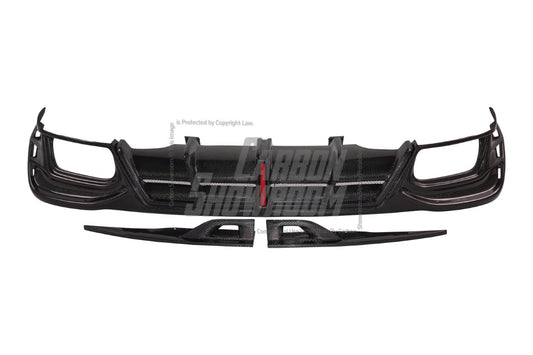 Audi S4 / A4 (With S-line Bumper) B9.5 2020 2021 2022 2023 2024 with Aftermarket Parts - AE / Plustic Style Rear Diffuser & Canards Carbon Fiber / ABS