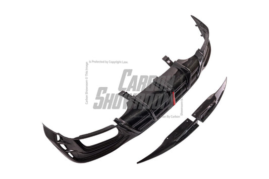 Audi S4 / A4 (With S-line Bumper) B9.5 2020 2021 2022 2023 2024 with Aftermarket Parts - AE / Plustic Style Rear Diffuser & Canards Carbon Fiber / ABS