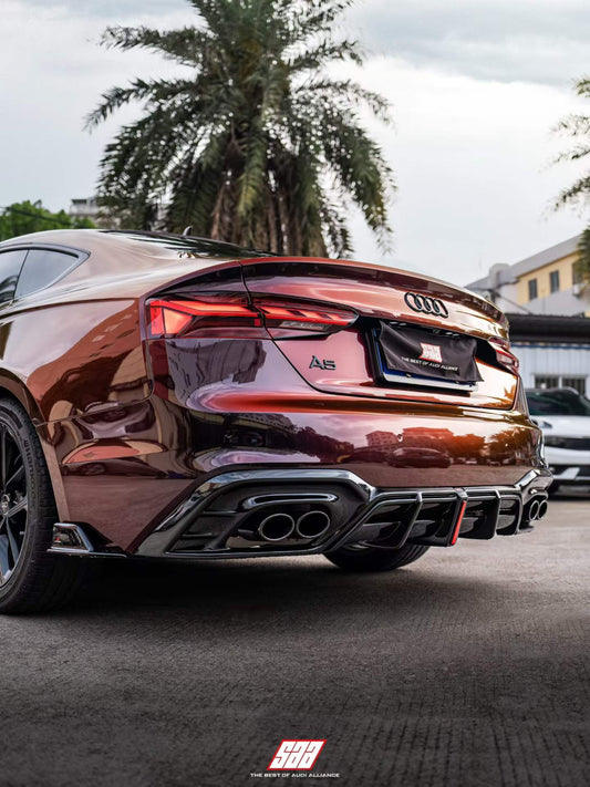 Audi S5 A5 (with s-line bumper, does not base model) B9.5 2020-ON with Aftermarket Parts - AE Style Rear Diffuser & Canards ABS from ArmorExtend