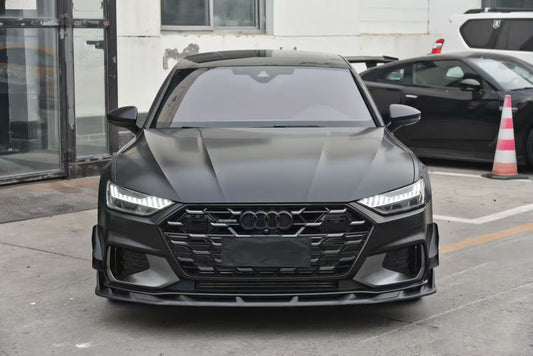 Audi S7 A7 (with S-bumper) C8 2019-ON with Aftermarket Parts - ART V2 Style Front Lip Dry Pre-preg Carbon Fiber from ArmorExtend