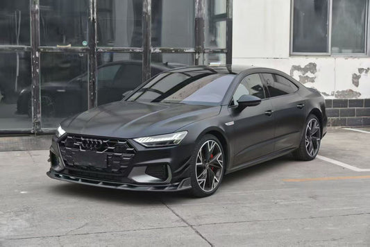 Audi S7 A7 (with S-bumper) C8 2019-ON with Aftermarket Parts - ART V2 Style Front Lip Dry Pre-preg Carbon Fiber from ArmorExtend