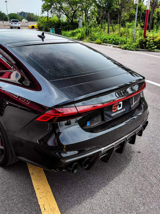 Audi S7 A7 (with S-bumper) C8 2019-ON with Aftermarket Parts - AE ART Rear Diffuser & Canards Dry Pre-preg Carbon Fiber from ArmorExtend