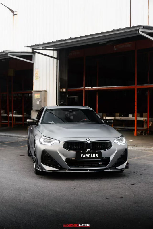 BMW 2 Series G42 230i (With M-Package Bumper) M240i 2022 2023 2024 with Aftermarket Parts - AE Style Front Lip Pre-preg Carbon Fiber from ArmorExtend
