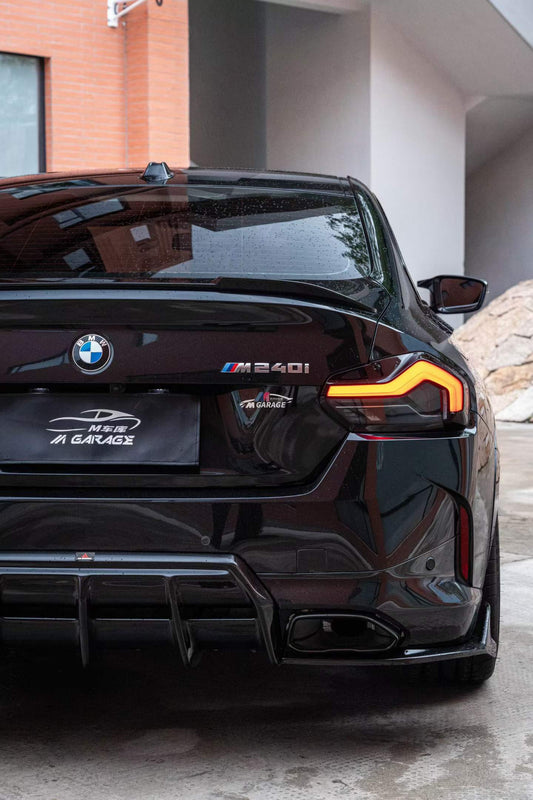 BMW 2 Series M240i 230i (With M-Package Bumper, does not fit base model) G42 2022-ON with Aftermarket Parts - AE Style Rear Diffuser & Canards ABS from ArmorExtend