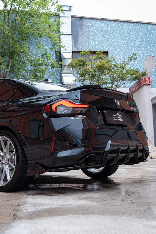 BMW 2 Series M240i 230i (With M-Package Bumper, does not fit base model) G42 2022-ON with Aftermarket Parts - AE Style Rear Diffuser & Canards ABS from ArmorExtend