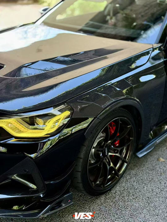 BMW M2 / C G87 2023 2024 &amp; 2 Series 230i M240i G42 2022 2023 2024 with Aftermarket Parts - AE Style Hood Bonnet Double-sided Carbon Fiber from ArmorExtend