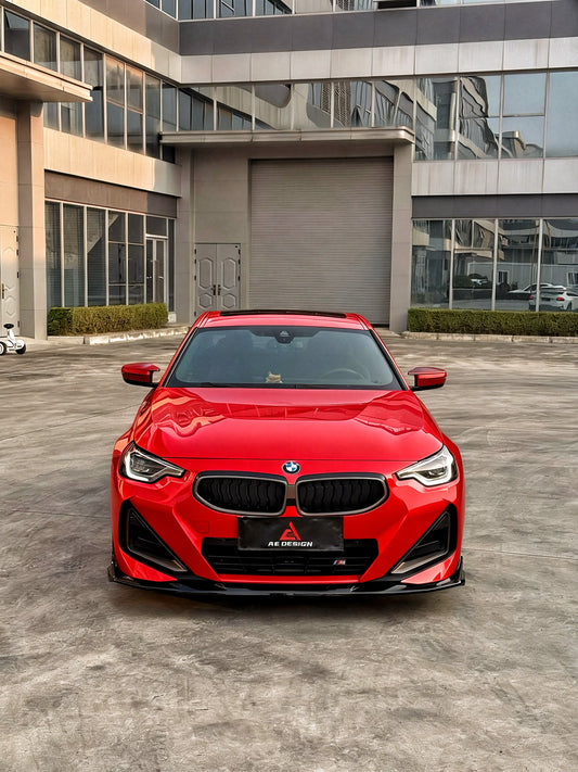 BMW 2 Series M240i 230i (With M-Package Bumper, does not fit base model) G42 2022-ON with Aftermarket Parts - AE Style Front Lip ABS from ArmorExtend