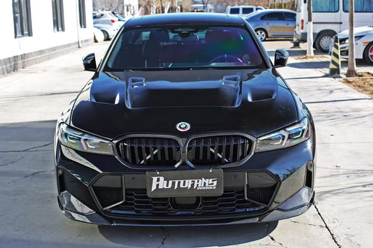 BMW 3 Series M340i 330i G20 G21 (Fits Both Pre-LCI & LCI) 2019-ON with Aftermarket Parts - Vented Hood Bonnet Carbon Fiber from ArmorExtend