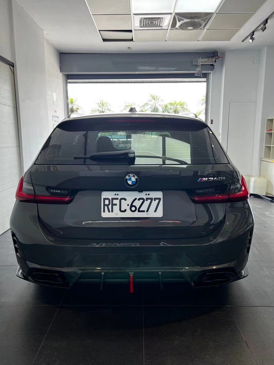 BMW 3 Series 330i (With M-Package Bumper, does not fit base model) M340i LCI G20 G21 2023 2024 2025 with Aftermarket Parts - AE V2 Style Rear Diffuser & Canards Carbon Fiber from ArmorExtend