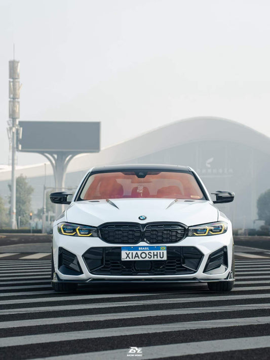 BMW 3 Series 330i (With M-Package Bumper, does not fit base model) M340i LCI G20 G21 2023 2024 with Aftermarket Parts - Plustic Style Front Lip ABS from?ArmorExtend