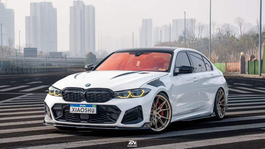 BMW 3 Series 330i (With M-Package Bumper, does not fit base model) M340i LCI G20 G21 2023 2024 with Aftermarket Parts - Plustic Style Front Lip ABS from?ArmorExtend