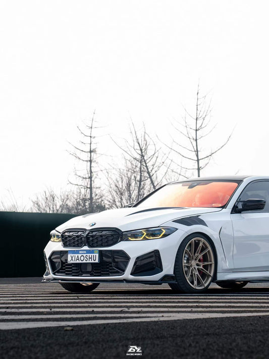 BMW 3 Series 330i (With M-Package Bumper, does not fit base model) M340i LCI G20 G21 2023 2024 with Aftermarket Parts - Plustic Style Front Lip ABS from?ArmorExtend
