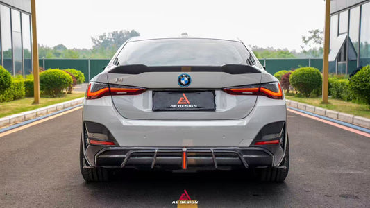BMW I4 M50 / e Drive 40 G26 2022-ON & 4 Series Gran Coupe M440i 430i  G26 2022-ON (with M-package bumper, does not fit base model) with Aftermarket Parts - AE Style Rear Diffuser & Canards Carbon Fiber from ArmorExtend