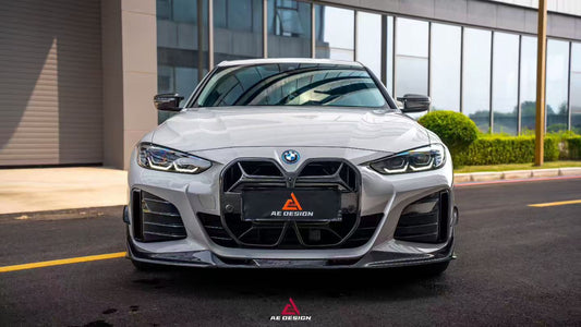 BMW I4 M50 / e Drive 40 (with M-package bumper, does not fit base model) I4 M50 / e Drive 40 & 4 Series Gran Coupe M440i 430i (with M-package bumper, does not fit base model) G26 2022 2023 2024 with Aftermarket Parts - AE Style Front Lip Carbon Fiber / ABS from ArmorExtend