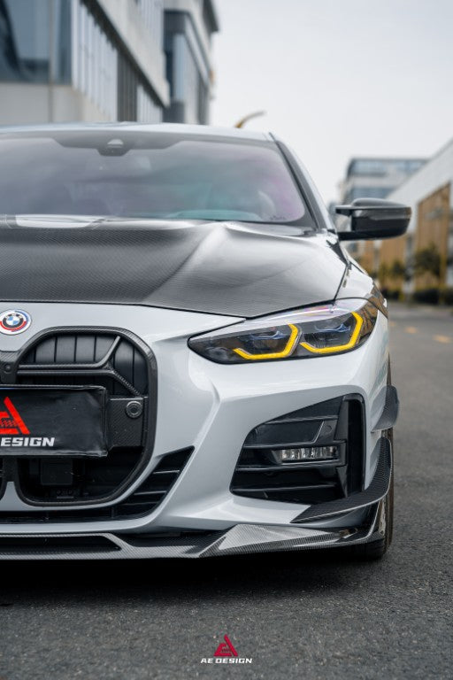 BMW 4 Series M440 430 (With M-Package Bumper, does not fit base model) G22 G23 2020-ON with Aftermarket Parts - ART Fiber Front Canards Dry Pre-preg Carbon Fiber from ArmorExtend