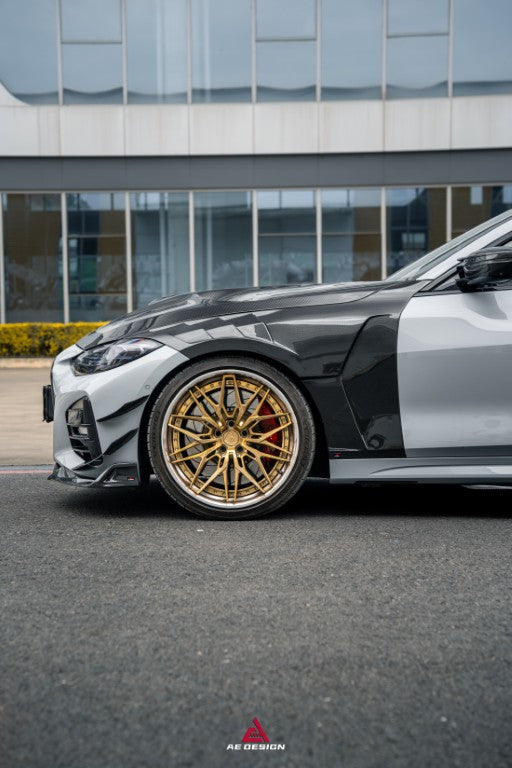 BMW 4 Series M440 430 (With M-Package Bumper, does not fit base model) G22 G23 2020-ON with Aftermarket Parts - ART Fiber Front Canards Dry Pre-preg Carbon Fiber from ArmorExtend