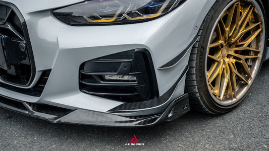  BMW 4 Series M440 430 (With M-Package Bumper, does not fit base model) G22 G23 2020-ON with Aftermarket Parts - ART Fiber Front Lip Dry Pre-preg Carbon Fiber from ArmorExtend