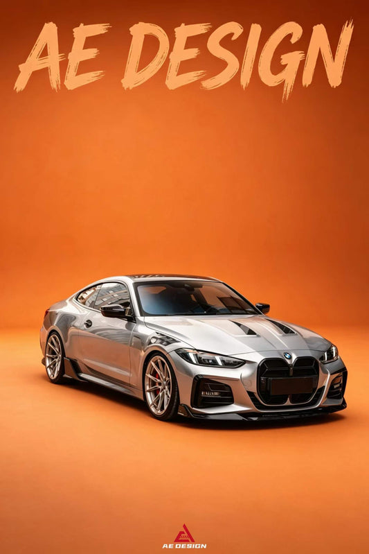 BMW 4 Series M440i 430i (With M-Package Bumper, does not fit base model) G22 G23 2020-ON with Aftermarket Parts - Plustic Series Front Lip ABS from ArmorExtend