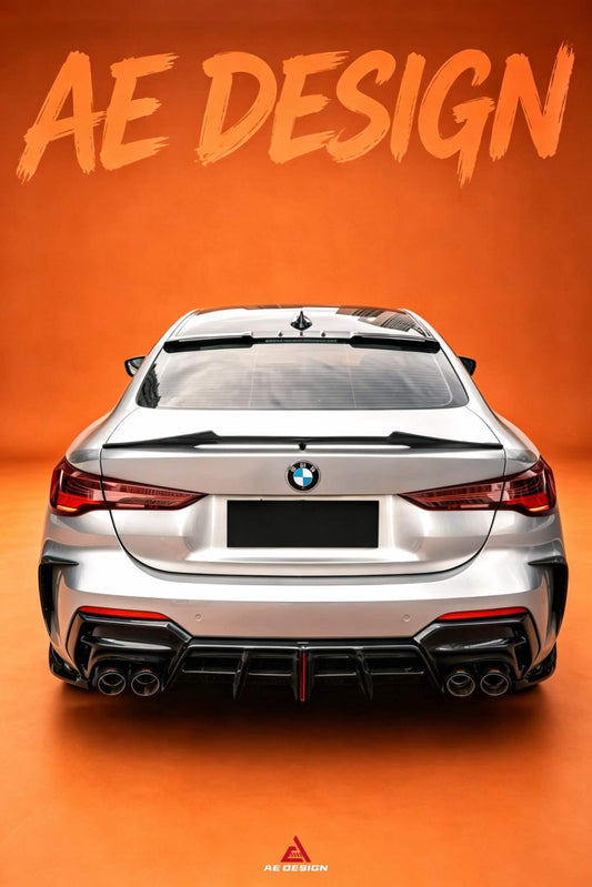 BMW 4 Series M440i 430i (With M-Package Bumper, does not fit base model) G22 G23 2020-ON with Aftermarket Parts - Plustic Series Rear Diffuser ABS from ArmorExtend