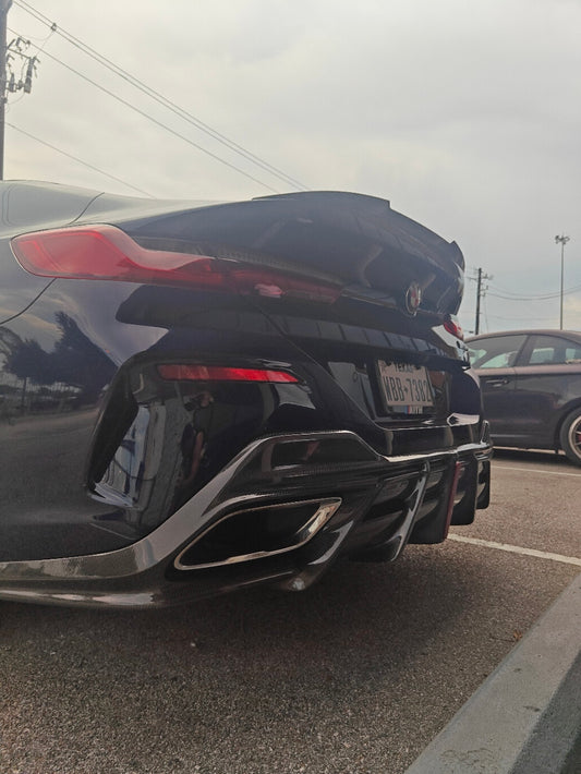 BMW 8 Series M850i 840i (With M-Package Bumper) G14 G15 G16 2018 2019 2020 2021 2022 2023 2024 with Aftermarket Parts - AE Rear Diffuser & Canards Carbon Fiber from ArmorExtend