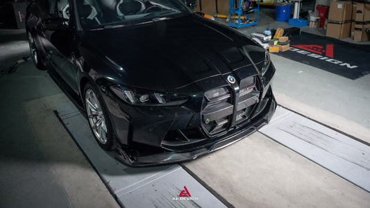 BMW M3 G80 G81 2021 2022 2023 2024 & M4 G82 G83 2021 2022 2023 2024 with Aftermarket Parts - AE V1 Style Front Lip Carbon Fiber from ArmorExtend