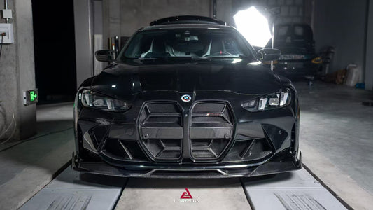 BMW M3 G80 G81 2021 2022 2023 2024 & M4 G82 G83 2021 2022 2023 2024 with Aftermarket Parts - AE V1 Style Front Lip Carbon Fiber from ArmorExtend