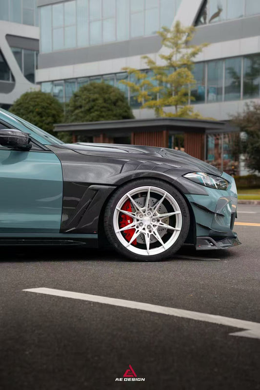 BMW M3 G80 G81 2021 2022 2023 2024 & M4 G82 G83 2021 2022 2023 2024 with Aftermarket Parts - AE V1 Style Front Lip Carbon Fiber from ArmorExtend