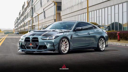 BMW M3 G80 G81 2021 2022 2023 2024 & M4 G82 G83 2021 2022 2023 2024 with Aftermarket Parts - AE V2 Style Front Canards Carbon Fiber from ArmorExtend
