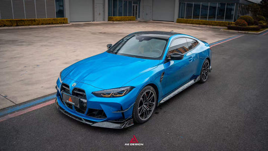 BMW M3 G80 G81 2021 2022 2023 2024 & M4 G82 G83 2021 2022 2023 2024 with Aftermarket Parts - AE V1 Style Front Lip Carbon Fiber from ArmorExtend
