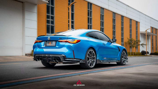 BMW M3 G80 G81 2021-ON & M4 G82 G83 2021-ON with Aftermarket Parts - V3 Rear Diffuser & Rear Canards Carbon Fiber from?ArmorExtend