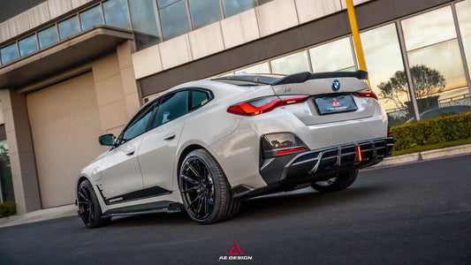 BMW I4 M50 / e Drive 40 & 4 Series Gran Coupe M440i 430i G26 2022 2023 2024 with Aftermarket Parts - AE Style Side Skirts Carbon Fiber from ArmorExtend