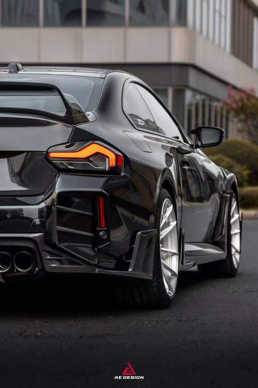 BMW M2 M2C G87 2023 2024 with Aftermarket Parts - ART Style Rear Bumper Upper Valences Pre-preg Carbon Fiber from ArmorExtend