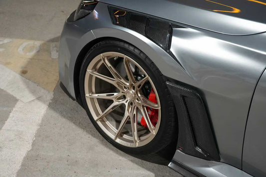 BMW M2 & M2C G87 2023 2024 with Aftermarket Parts - AE V2 Style Front Fenders Pre-preg Carbon Fiber from ArmorExtend