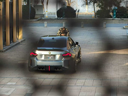 BMW M2 M2C G87 2023 2024 with Aftermarket Parts - ART & ART Street Version & AE Track Version Style Rear Diffuser & Canards Pre-preg Carbon Fiber from ArmorExtend