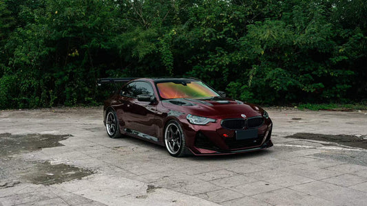 BMW M2 M2CS G87 2023-ON & 2 Series 230i M240i G42 2022-ON with Aftermarket Parts - ART Vented Transparent Glass V2 Style Hood Bonnet Double-sided Dry Pre-preg Carbon Fiber from ArmorExtend