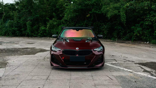 BMW M2 M2CS G87 2023-ON & 2 Series 230i M240i G42 2022-ON with Aftermarket Parts - ART Vented Transparent Glass V2 Style Hood Bonnet Double-sided Dry Pre-preg Carbon Fiber from ArmorExtend