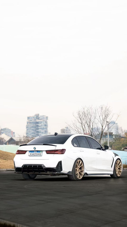 BMW 3 Series M340i 330i (With M-Package Bumper, does not fit base model) LCI G20 G21 2023-ON with Aftermarket Parts - AE V3 Style Rear Diffuser & Canards ABS from ArmorExtend
