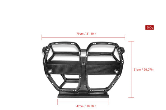 BMW M3 M3C M3CS G80 G81 2021-ON & M4 M4C M4CS G82 G83 2021-ON with Aftermarket Parts - CSL / Without ACC & CSL / With ACC Front Kidney Grill Pre-preg Carbon Fiber from ArmorExtend