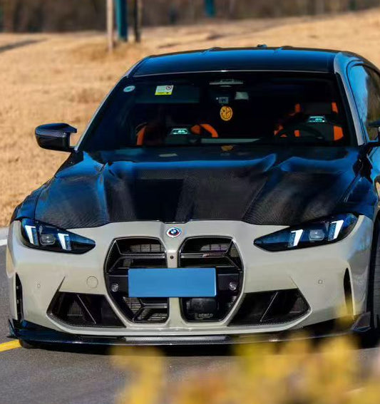 BMW M3CS M3C M3 G80 G81 2021-ON & M4CSL M4CS M4C M4 G82 G83 2021-ON with Aftermarket Parts - ART Vented V3 Style Hood Bonnet Dry Pre-preg Carbon Fiber from ArmorExtend