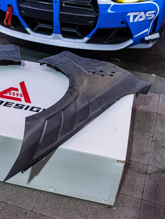 BMW M3 G80 G81 2021 2022 2023 2024 & M4 G82 G83 2021 2022 2023 2024 with Aftermarket Parts - AE Style Front Fenders Carbon Fiber from ArmorExtend