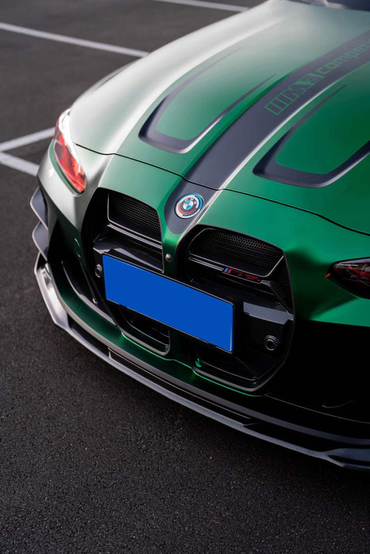 BMW M3 G80 G81 2021 2022 2023 2024 & M4 G82 G83 2021 2022 2023 2024 with Aftermarket Parts - AE V2 Style Front Canards Carbon Fiber from ArmorExtend