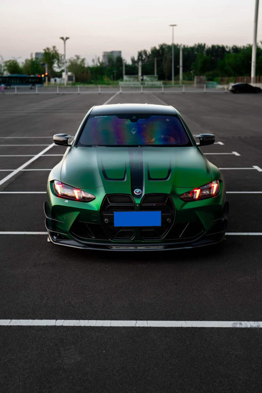 BMW M3 G80 G81 2021 2022 2023 2024 & M4 G82 G83 2021 2022 2023 2024 with Aftermarket Parts - AE V2 Style Front Canards Carbon Fiber from ArmorExtend
