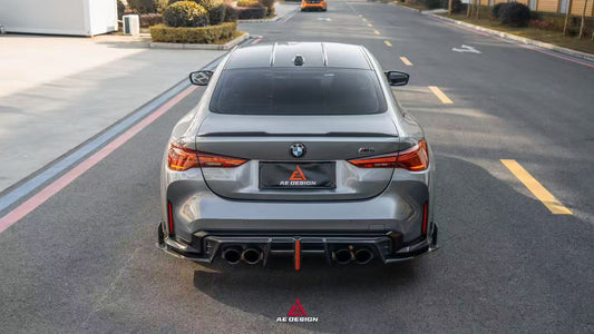 BMW M3 G80 G81 & M4 G82 G83 2021-ON with Aftermarket Parts - V3 Rear Diffuser & Rear Canards Dry Pre-preg Carbon Fiber from ArmorExtend