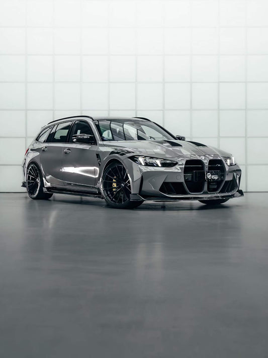BMW M3 G80 G81 2021 2022 2023 2024 & M4 G82 G83 2021 2022 2023 2024 with Aftermarket Parts - AE V2 Style Front Lip Pre-preg Carbon Fiber from ArmorExtend