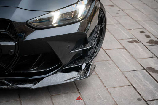 BMW M3 G80 G81 2021 2022 2023 2024 & M4 G82 G83 2021 2022 2023 2024 with Aftermarket Parts - AE V1 Style Front Lip Carbon Fiber from ArmorExtend